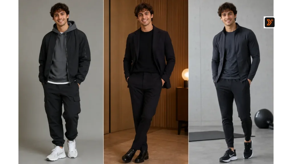 Streetwear party and fitness outfit change prompt examples using Gemini