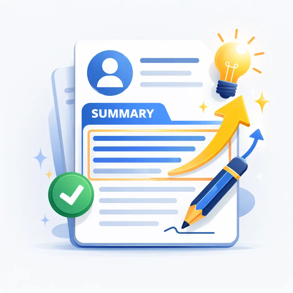 Resume Prompt Generator 6 Resume summary improvement icon with document, stars, and achievement medal