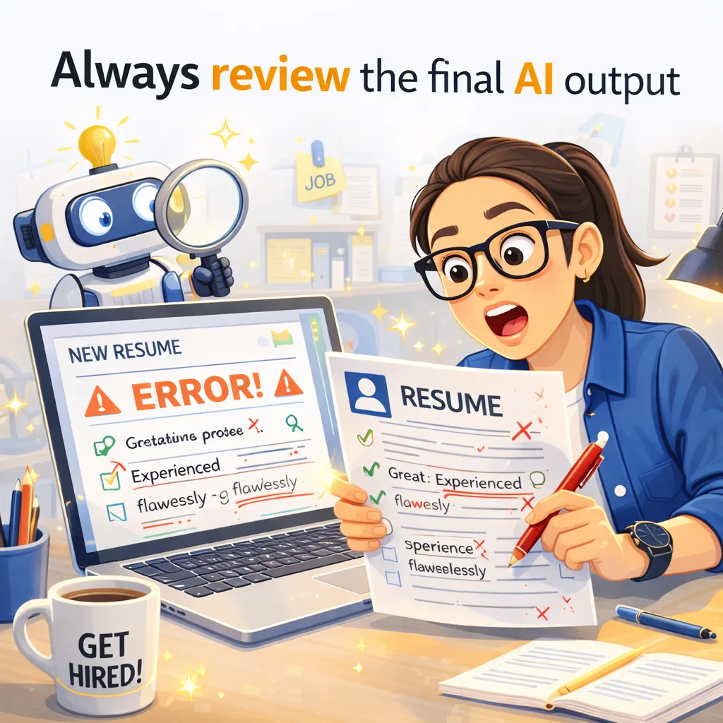 Job seeker reviewing AI generated resume and correcting mistakes