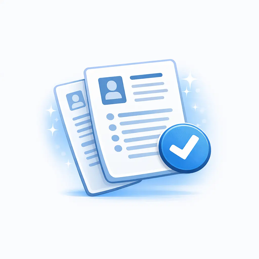 Resume Prompt Generator 3 Rewrite existing resume icon showing two resume documents with a check mark