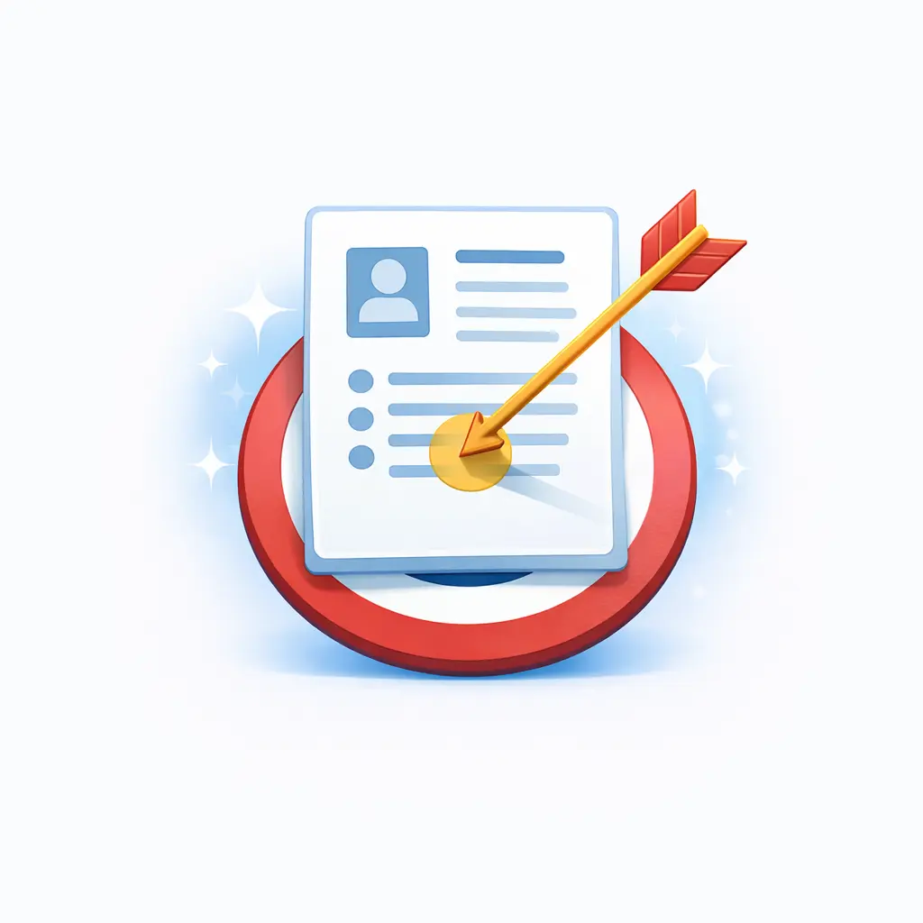 Resume Prompt Generator 5 Resume targeting job icon with document on a bullseye target and arrow