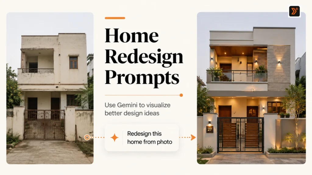 Gemini prompts to redesign a real home from a photo