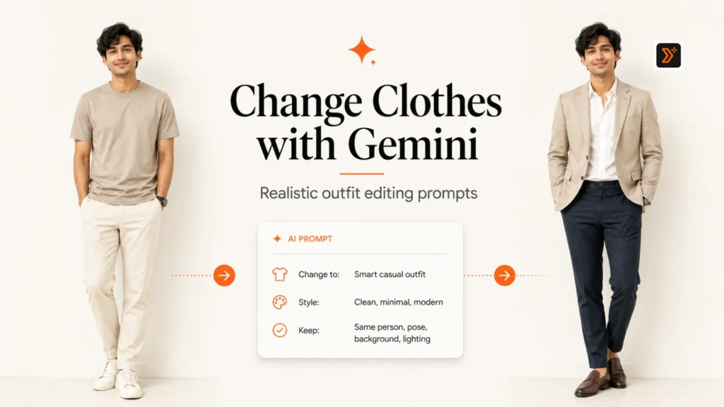 11 Best Gemini Prompts to Change Clothes in a Photo 11 Gemini prompts to change clothes in a photo with realistic outfit editing