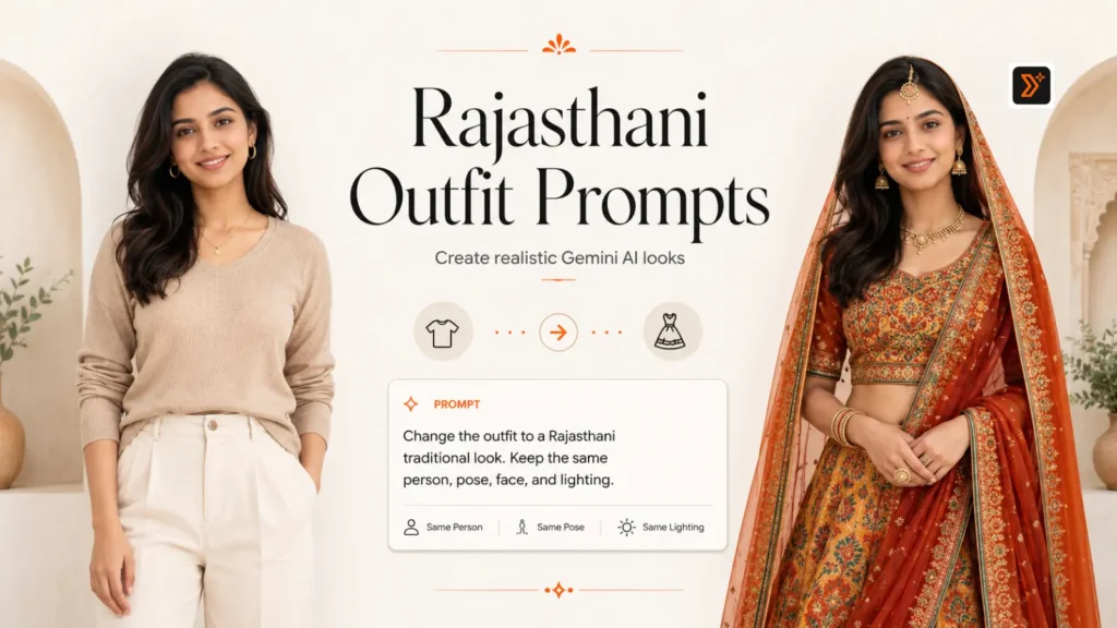Rajasthani outfit Gemini prompts for realistic AI photo editing